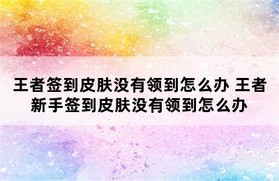 王者签到皮肤没有领到怎么办 王者新手签到皮肤没有领到怎么办